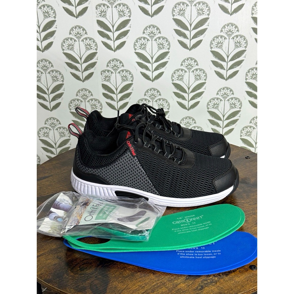 Orthofeet 617 Men's Sz 13 Low Top Athletic Comfort Sneaker XX Wide 6E Black Gray